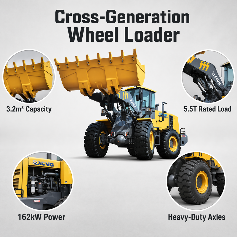 XCMG ZL50GN 5 Ton Front End Wheel Loader 3.2m3 Bucket Construction Heavy Duty Loader