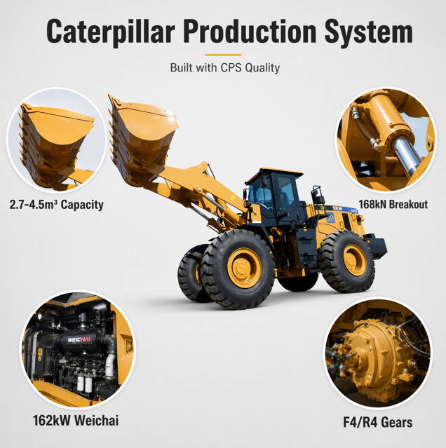 Wheel Loader Konstruksi Tugas Berat, Desain Aman, Front End Loader Perawatan Mudah untuk Pekerjaan Pertambangan Bangunan