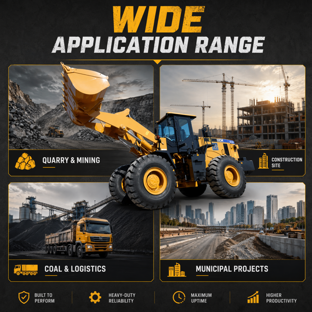Wheel Loader Konstruksi Tugas Berat, Desain Aman, Front End Loader Perawatan Mudah untuk Pekerjaan Pertambangan Bangunan